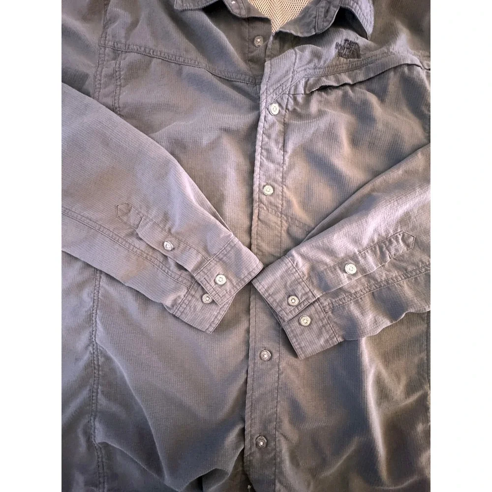 The North Face Mens A5‎ Series Long Sleeve Button Up Shirt Gray Large Venting